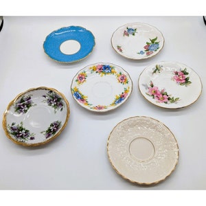 Assortment of Antique China Saucers Vintage 6 Pieces
