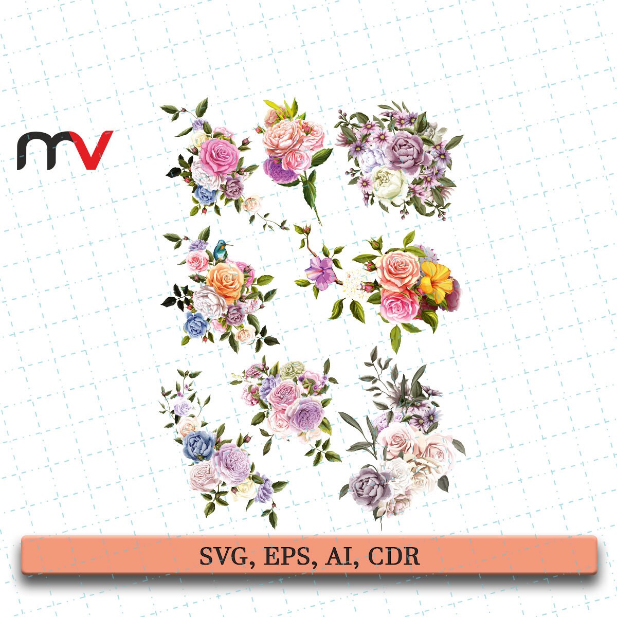 Download 8x Floral Ornaments Bundle Rose Flower Svg Flower Ornamental Etsy