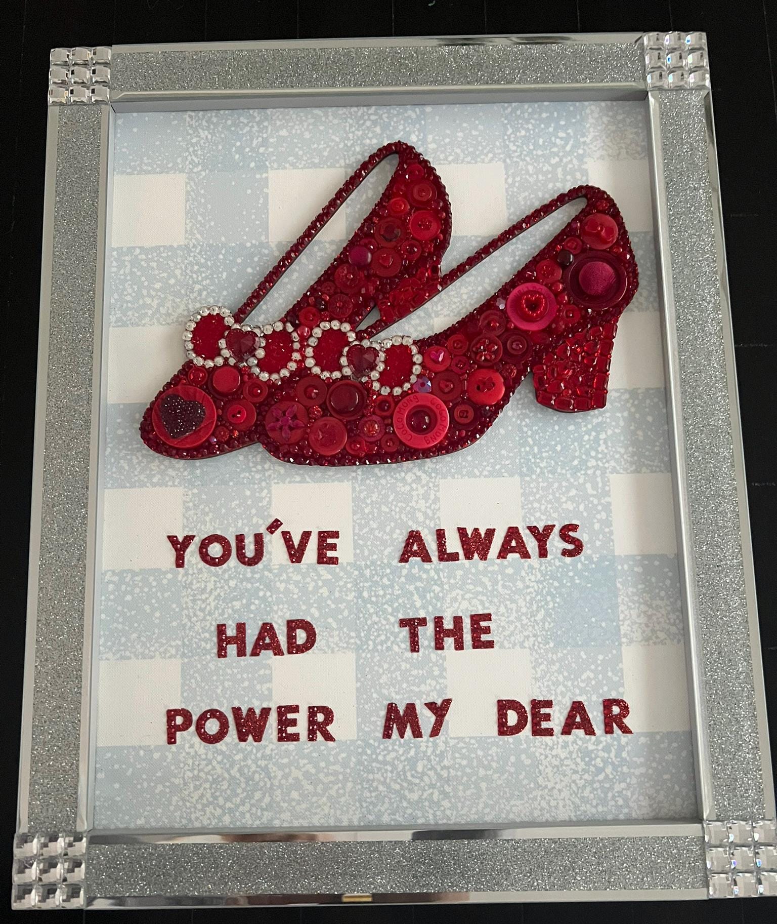 Ruby Slippers, Button Art, Vintage Buttons, Wizard of Oz, Gift for