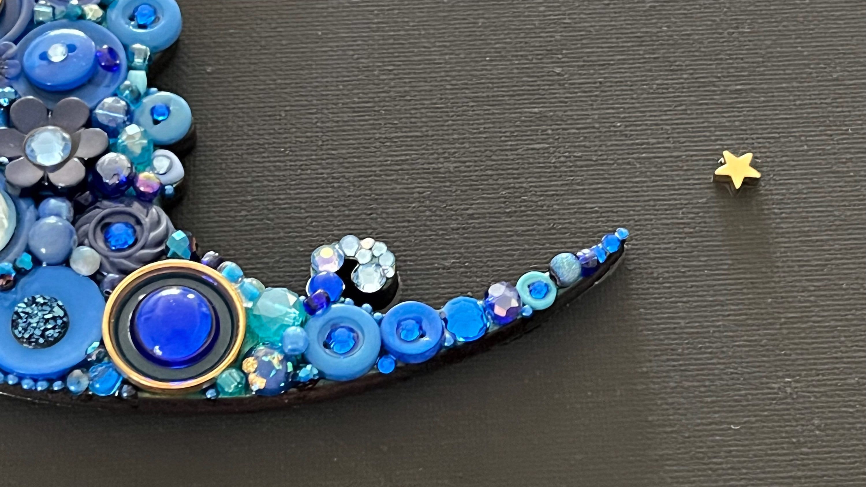 Blue Moon Button Art, Swarovski Rhinestones, Framed Nursery Decor - Etsy
