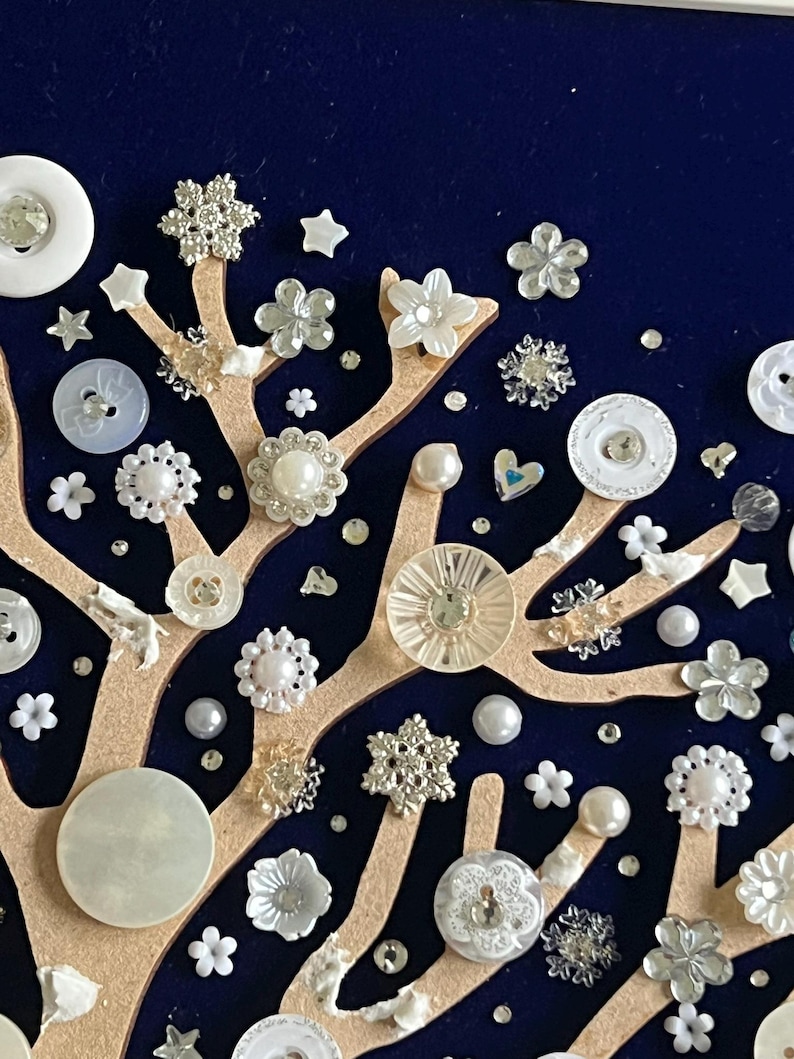 Button Art Winter Tree: Vintage Buttons, Swarovski Rhinestones, Velvet ...