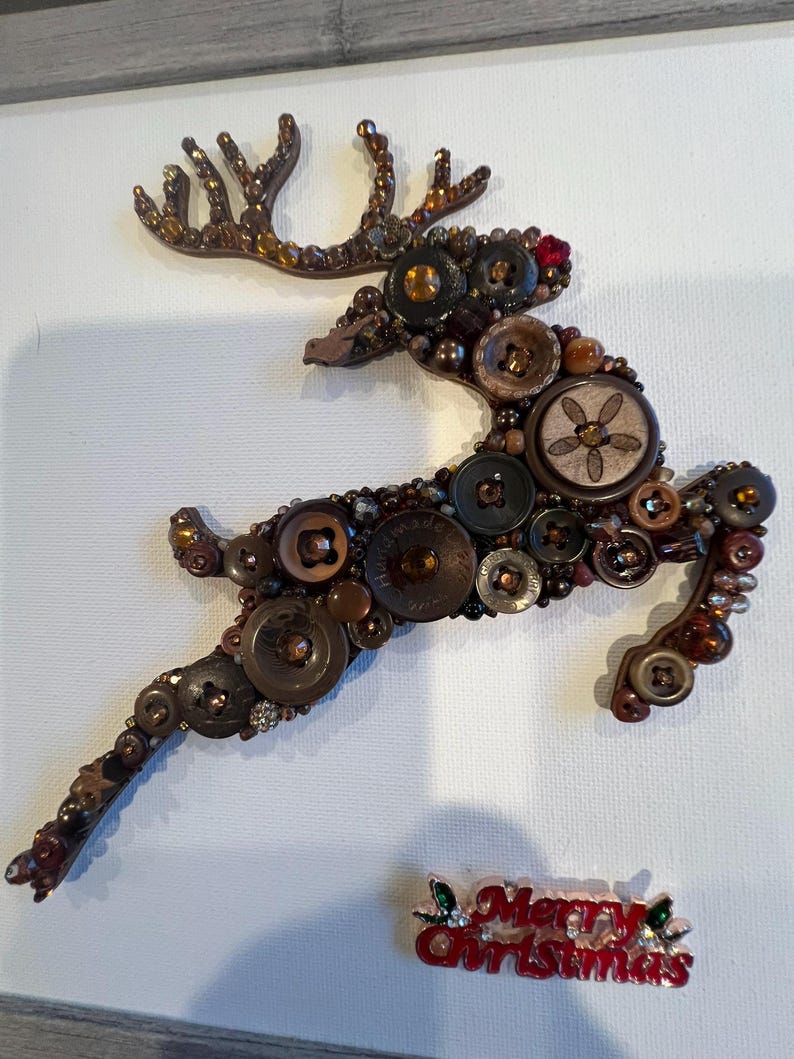 Rudolph Button Artwork, Vintage Christmas Decor, Framed Reindeer Art - Etsy