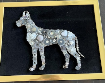 Dane Dog Button Art, Pet Memorial, Dog Lover Gift