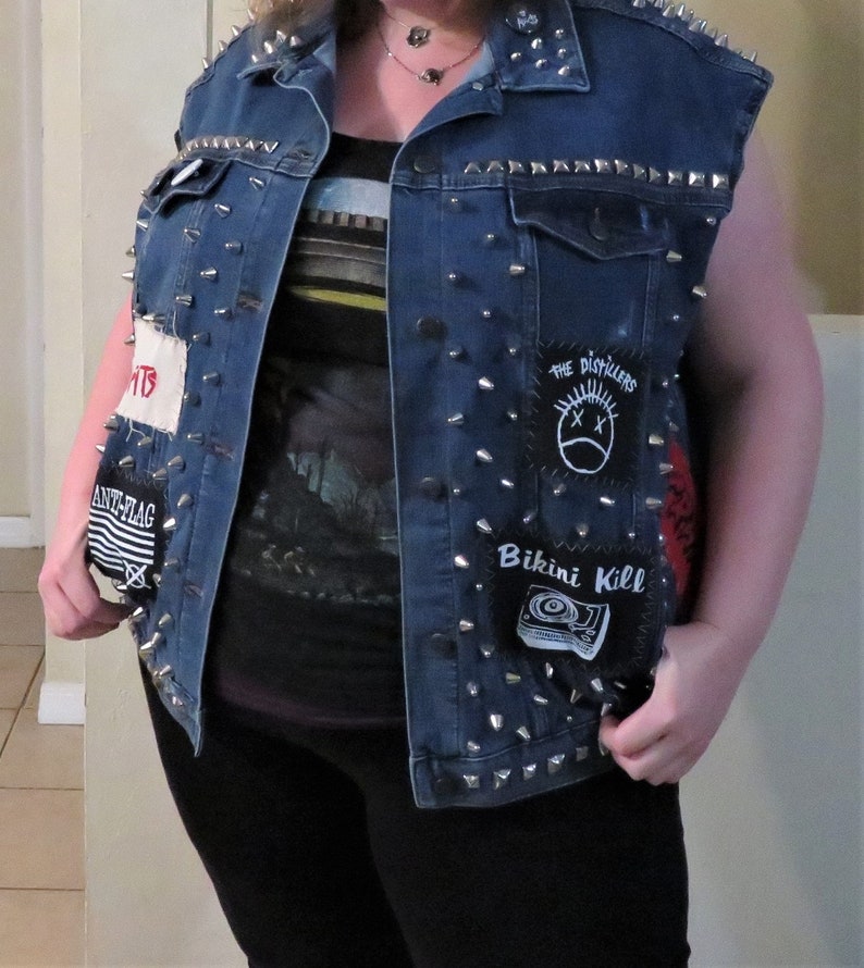 Denim Punk Rock Vest Women's 1X Etsy