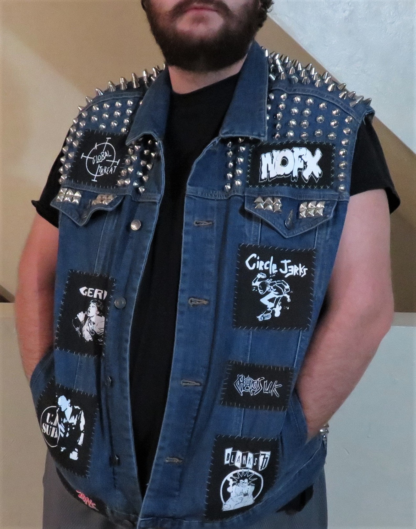 Denim Punk Rock Vest Men's 2XL Etsy