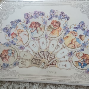 Ventilador de tarjeta de felicitación sellada de estilo vintage sin usar
