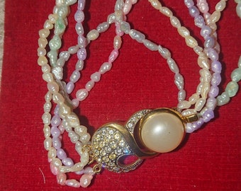 Lovely 5 strand coloured long freshwater pearls