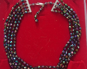 Lovely vintage carnival glass glads 4 strand necklace