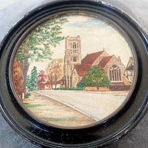 Lovely small oval  painting in wooden frame