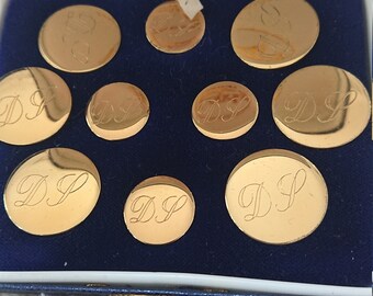 Vintage 10 London Badge & Button Set Etched DJ in