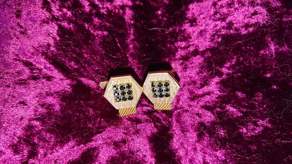 Vintage 1970s mens unusual gold tone and diamante