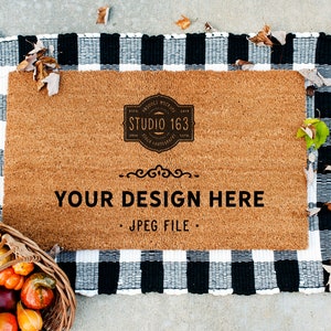 Doormat Mockup | Fall Mockup | Coir Doormat Mockup | Brown Rug Mockup | Farmhouse Mockup | Flat Lay Mockup | Stock Photo | Add Your Design