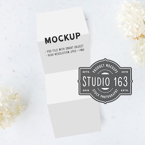 Folded Card Mockup, Tri-Fold Invitation Mockup, Stationery Mockup, Wedding Invitation Mockup, PSD, INSTANT DOWNLOAD