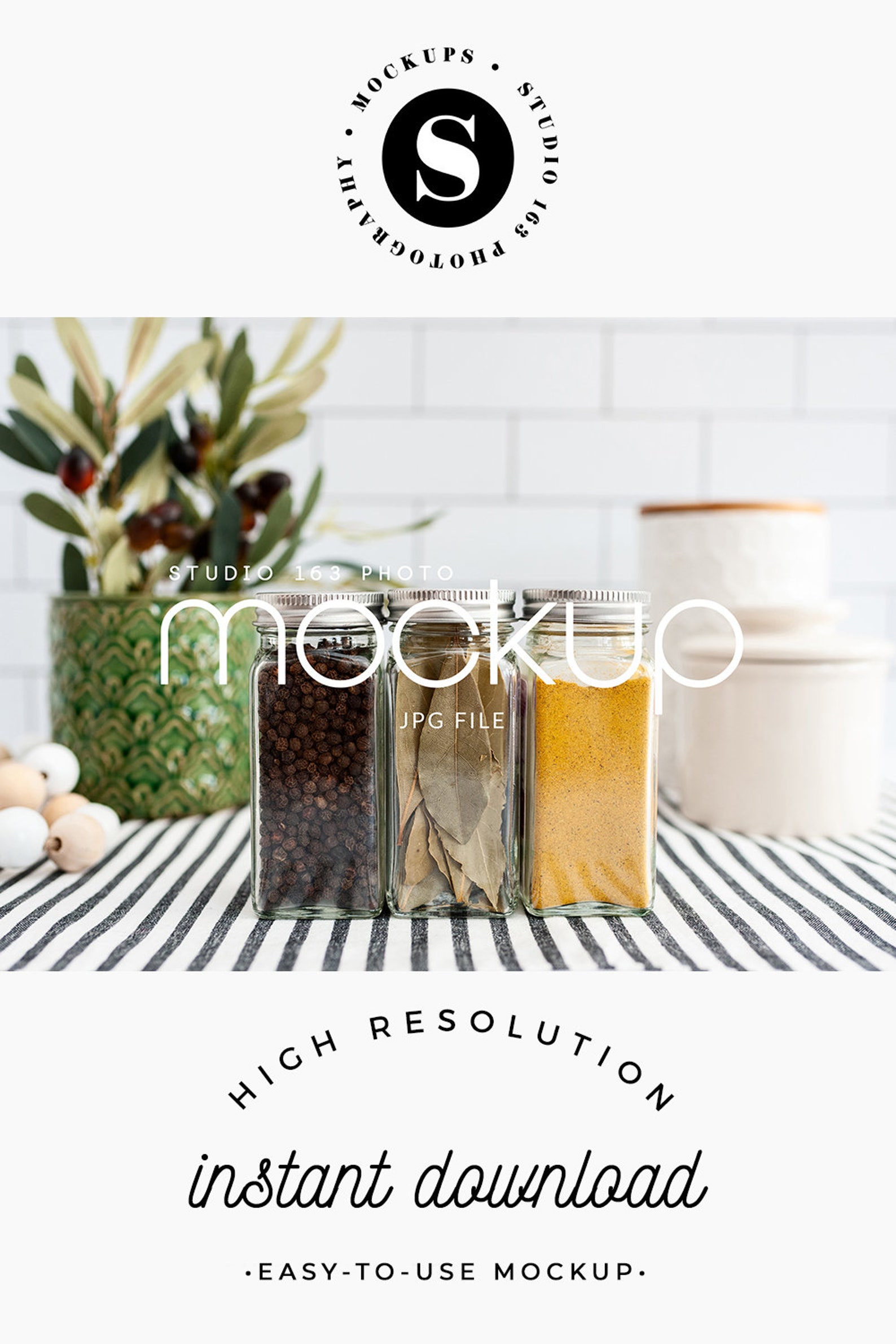 Download Spice Jar Mockup Glass Jar Mockup Kitchen Add Your Design | Etsy