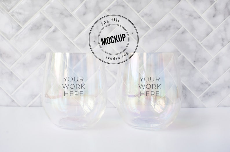 Download Blank Wine Glass Tumbler Mockup Iridescent Glass Mockup Set | Etsy