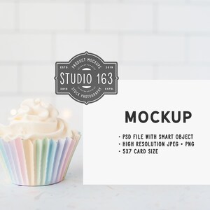 5x7 Card Mockup, Greeting Card Mockup, Invitation Mockup, Birthday Card, Cupcake, Blank Card, Styled Stock Photo, PSD, INSTANT DOWNLOAD