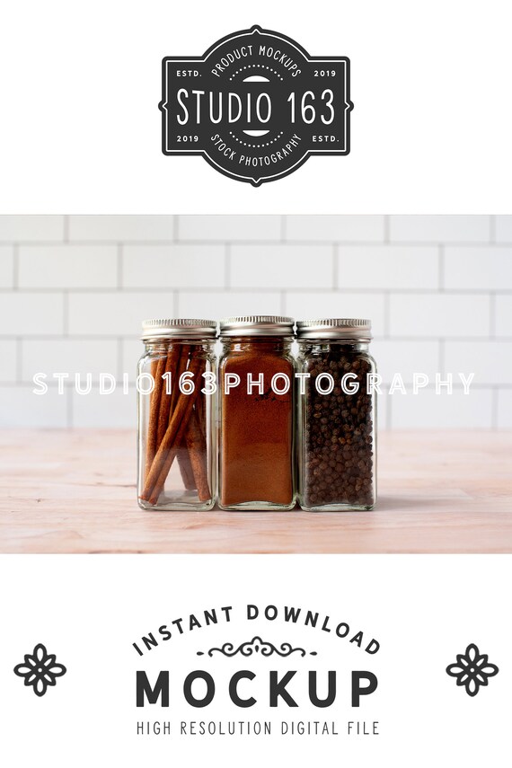 Download Spice Jar Mockup Glass Jar Mockup Kitchen Add Your Design Etsy