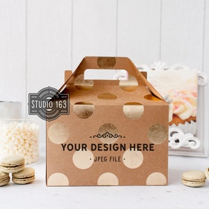 Braune Box Mockup, Geschenkbox Mockup, Leckerli Box Mockup, Back Mockup, Tag Label Mockup, Geschenk Mockup, gestaltetes Foto