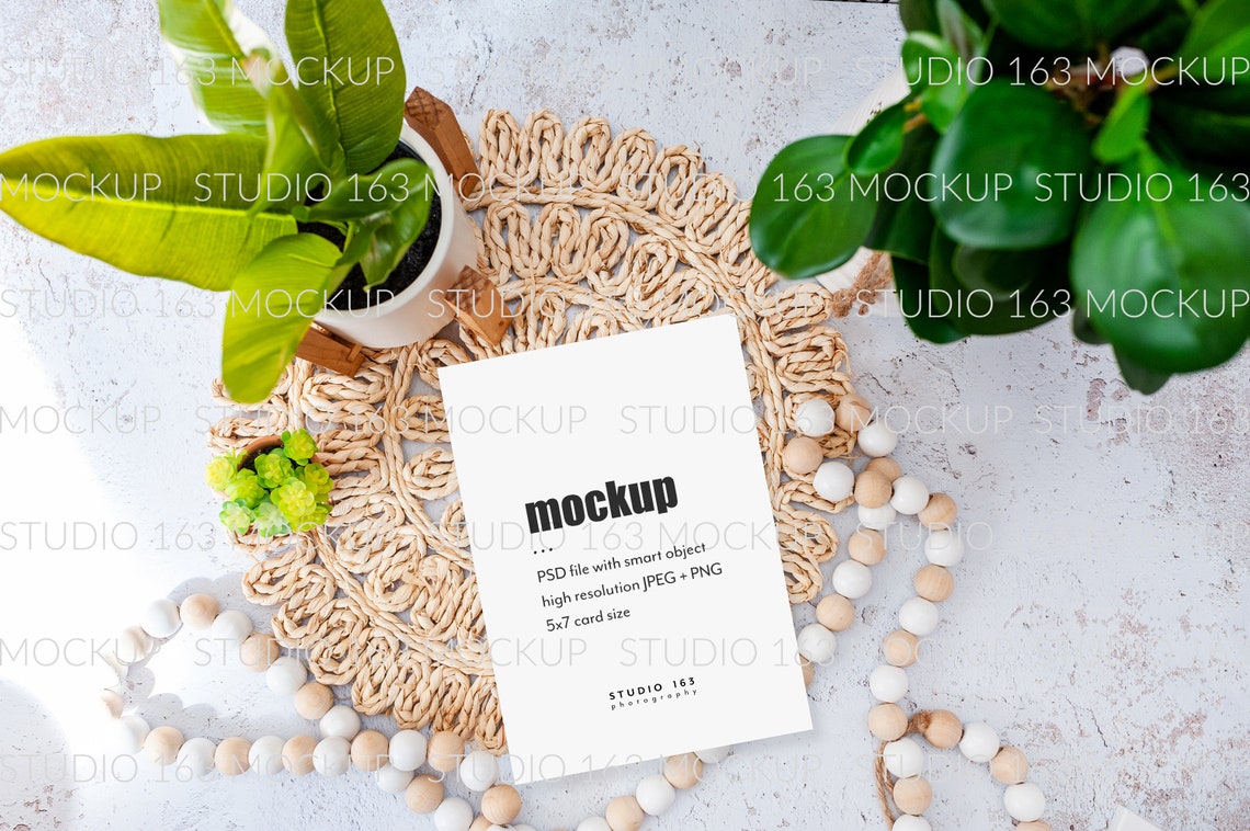 Download 5x7 Card Mockup Vintage Boho Style Wedding Card Mockup | Etsy