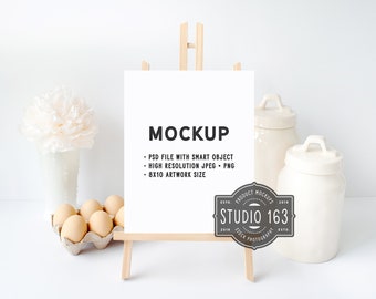 Easel Mockup, Tabletop Easel Mockup, 8x10 Mockup, Recipe Mockup, Wedding Mockup, Paper Page, Styled Stock Photo, PSD, INSTANT DOWNLOAD