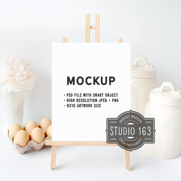 Easel Mockup, Tabletop Easel Mockup, 8x10 Mockup, Recipe Mockup, Wedding Mockup, Paper Page, Styled Stock Photo, PSD, INSTANT DOWNLOAD