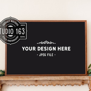16x24 Wood Frame Mockup, Chalkboard Sign, Blank Black Wood Sign, Styled Photography Mockup, Flat Lay, JPEG, INSTANT DOWNLOAD