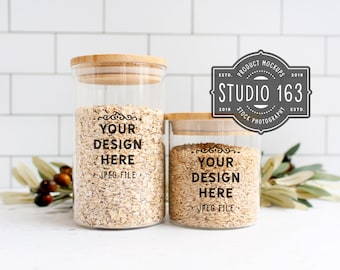 Food Canister Mockup, Glass Jar Mockup, Kitchen Mockup, Blank Jar, Add Your Design, Styled Stock Photo, JPEG, INSTANT DOWNLOAD