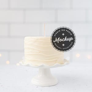 Cake Topper Mockup, weißer Kuchen Foto, Kuchen Mockup, Leerer Kuchen Topper, gestalteter Foto, Digitale JPG-Datei