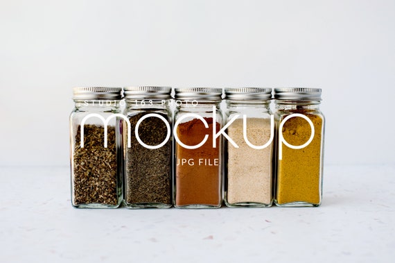 Download Spice Jar Mockup Glass Jar Mockup Kitchen Add Your Design Etsy