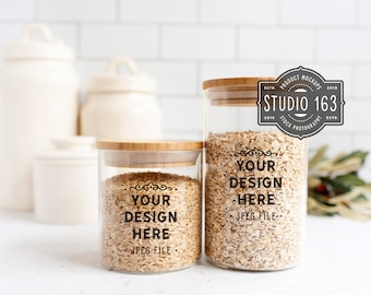 Food Canister Mockup, Glass Jar Mockup, Kitchen Mockup, Blank Jar, Add Your Design, Styled Stock Photo, JPEG, INSTANT DOWNLOAD