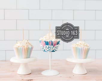Cupcake Topper Mockup, Cupcake Mockup, Styled Stock Photo, Blank Cake Topper, Birthday Party, Rainbow, PSD, INSTANT DOWNLOAD