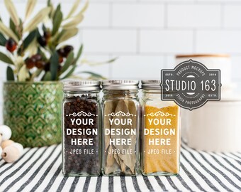 Spice Jar Mockup, Glass Jar Mockup, Kitchen, Add Your Design, JPEG, INSTANT DOWNLOAD