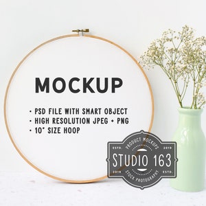 Embroidery Hoop Mockup, Round Embroidery, Cross Stitch Pattern Mockup, Styled Stock Photography, PSD, INSTANT DOWNLOAD