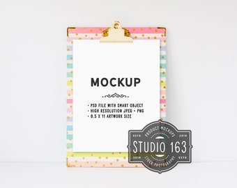 Clipboard Mockup, Paper Planner Mockup, Page Mockup, Styled Photography Mockup, Colorful Rainbow, 8.5x11 Mockup, PSD, INSTANT DOWNLOAD