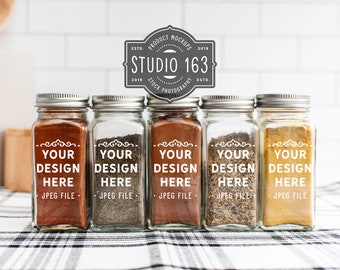 Spice Jar Mockup, Glass Jar Mockup, Kitchen, Add Your Design, JPEG, INSTANT DOWNLOAD