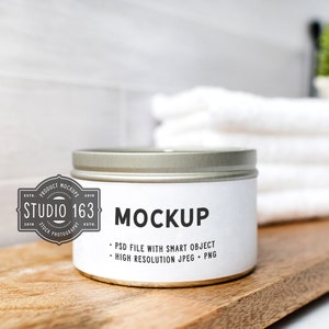 Silver Tin Candle Mockup | 8 oz Tin Candle Mockup | Candle Label Mockup |  Candle Stock Photo | Styled Stock Photo