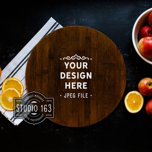 Wood Round Sign Mockup, Blank Wood Sign, Kitchen Table Mockup, Add Your Design, JPEG, INSTANT DOWNLOAD