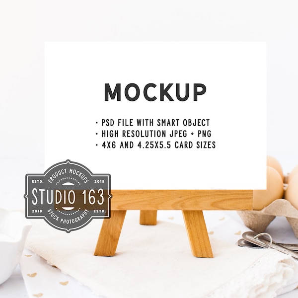 Recipe Card Mockup, 4x6 Card Mock Up, 4x5 Card, Table Card Mockup, Flat Lay, Styled Stock Photo, Kitchen, PSD, INSTANT DOWNLOAD