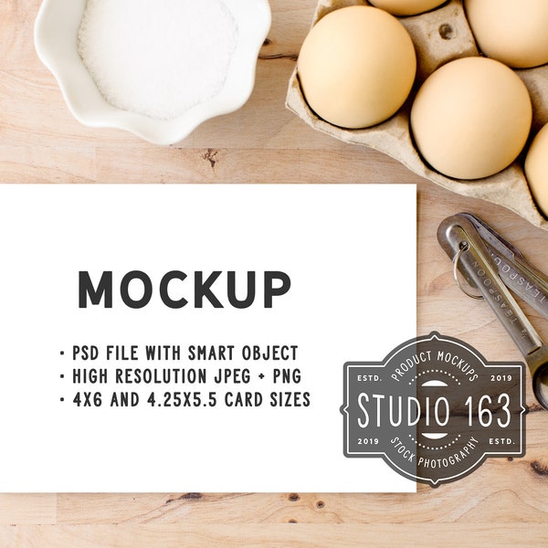 Recipe Card Mockup, 4x6 Card Mock Up, 4x5 Card, Table Card Mockup, Flat Lay, Styled Stock Photo, Kitchen, PSD, INSTANT DOWNLOAD