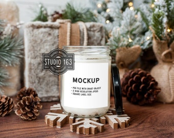 Christmas Candle Mockup | White Candle Mockup | Candle Photo | Styled Stock Photography