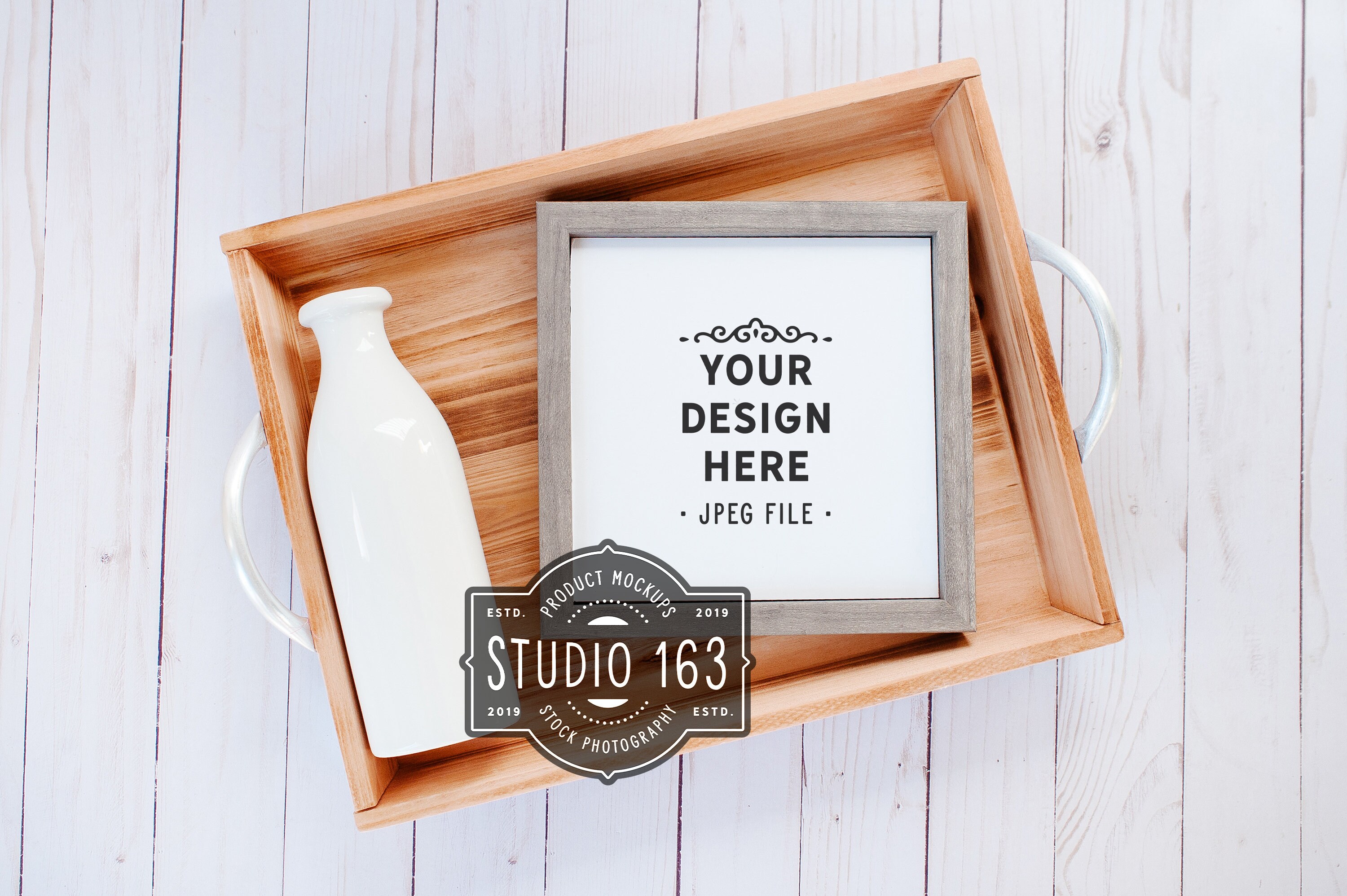 5x5 Square Wood Frame Mockup Frame Flat Lay Kitchen Milk