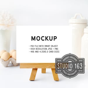 Maquete de cartão de receita, maquete de cartão 4x6, cartão 4x5, maquete de cartão de mesa, configuração plana, foto de estoque estilizada, cozinha, PSD, DOWNLOAD INSTANTÂNEO