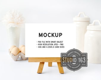 Recipe Card Mockup, 4x6 Card Mock Up, 4x5 Card, Table Card Mockup, Flat Lay, Styled Stock Photo, Kitchen, PSD, INSTANT DOWNLOAD