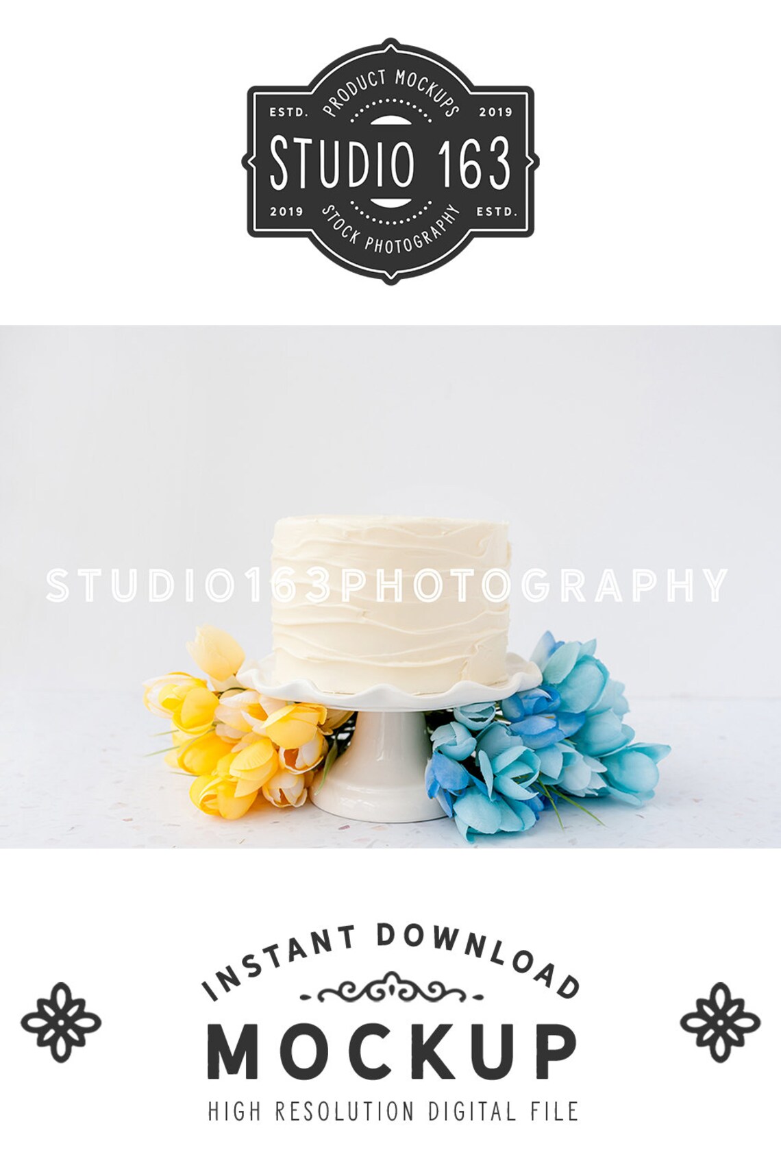 Download Cake Topper Mockup Cake Photo Cake Mockup Spring Tulips | Etsy