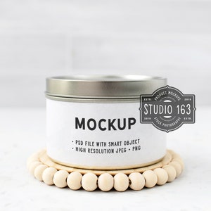 Silver Tin Candle Mockup | 8 oz Tin Candle Mockup | Candle Label Mockup |  Candle Stock Photo | Styled Stock Photo