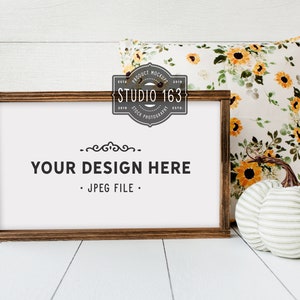Fall Mockup | 9x15 Wood Sign Mockup | Farmhouse Sign | Blank Wood Sign | Wood Frame | Stock Photo | Add Your Design