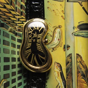 Seltene Vintage 90er Onyx Salvador Dali Uhr mit schwarzem Zifferblatt