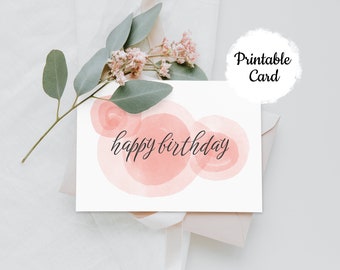 Printable Abstract Watercolour Happy Birthday Card
