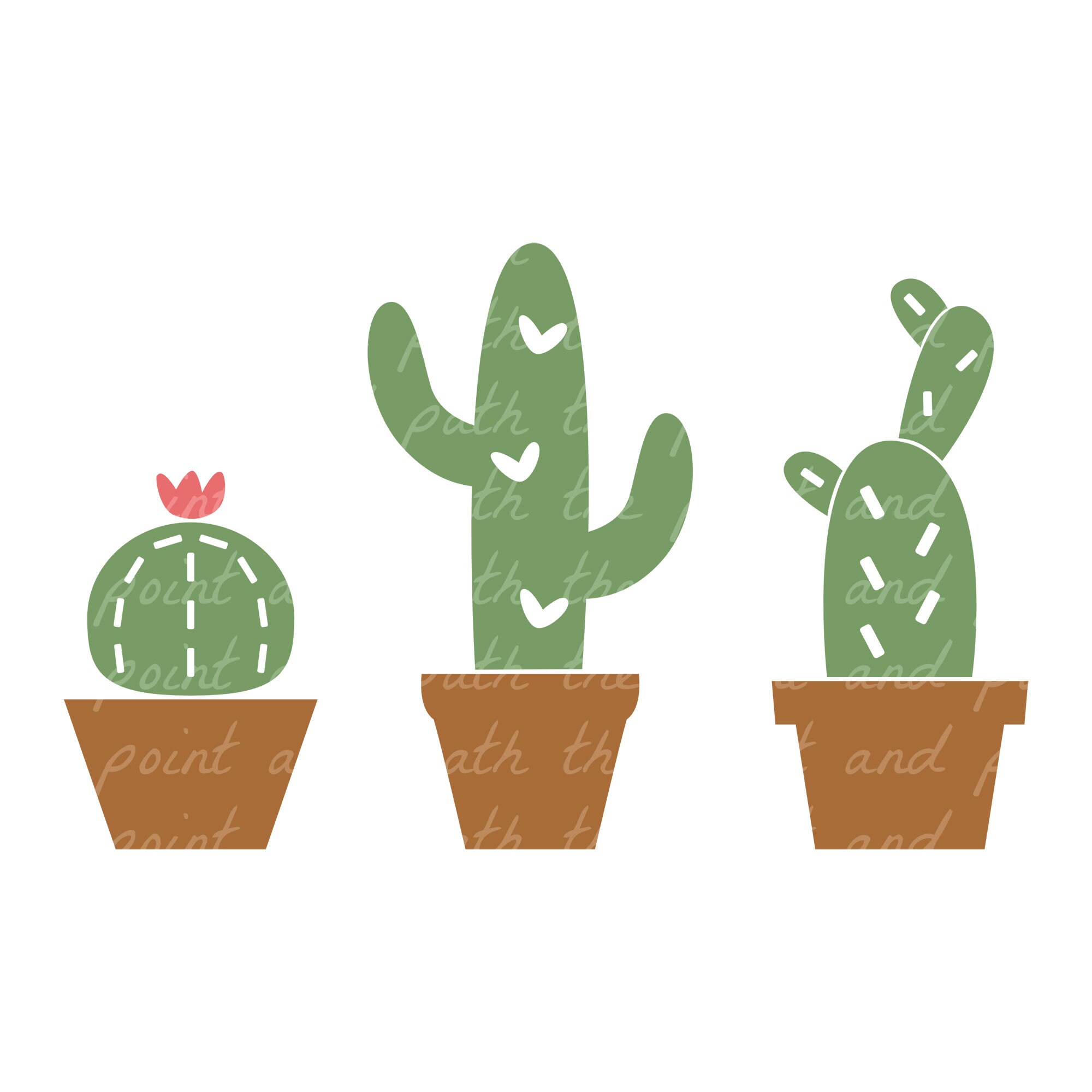 Three Cactus SVG Pots, PNG/EPS for Cricut, Crafts, Vinyl, and More - Etsy, image size:2000x2000