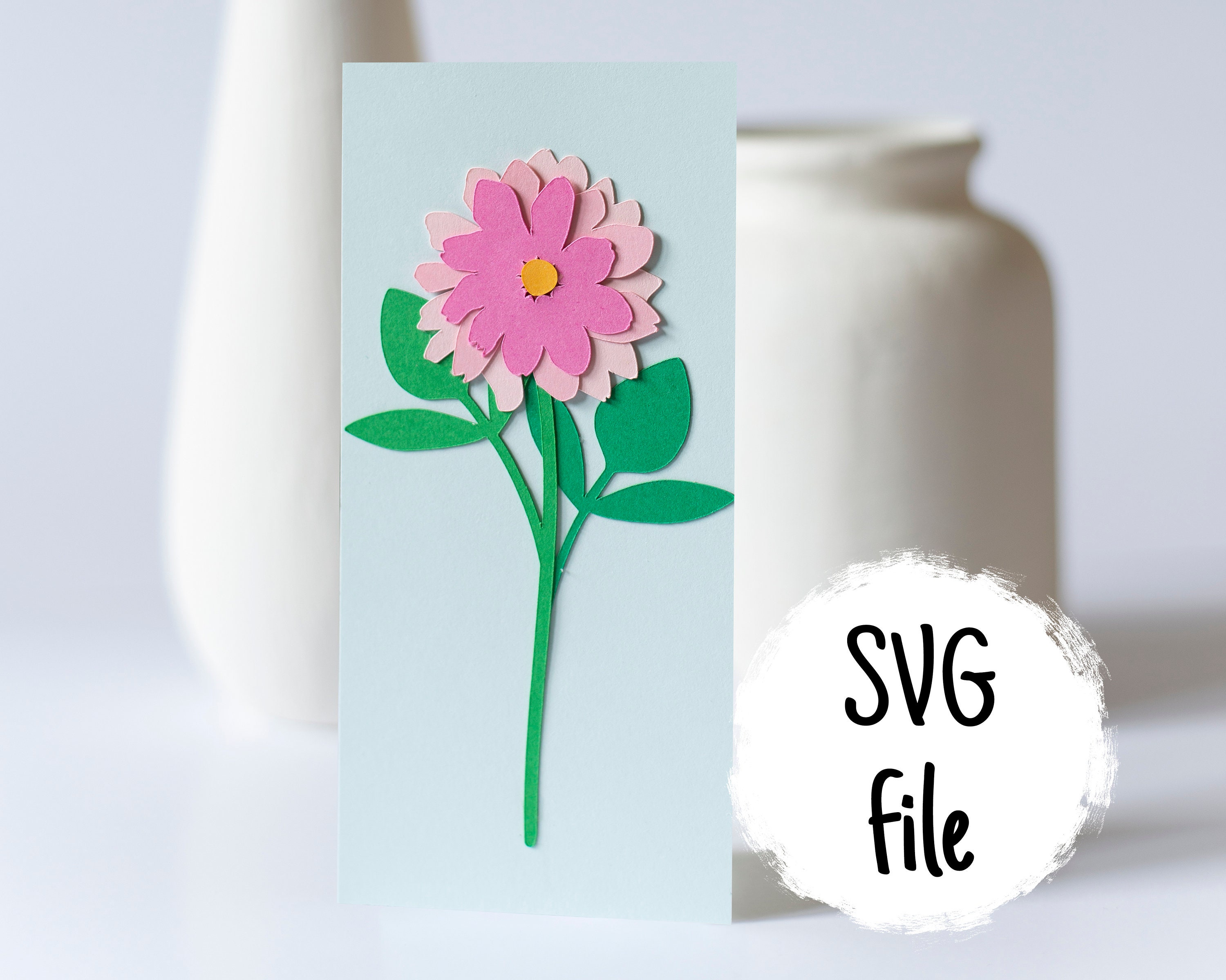 Dahlia SVG for Cricut Spring Flower Card Idea Etsy
